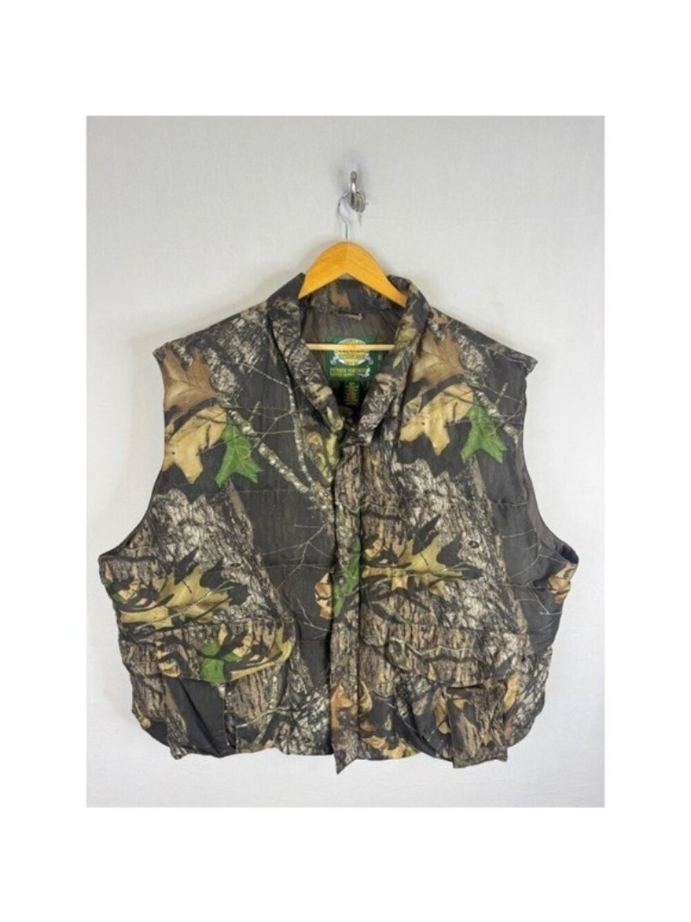 Vintage 90s Cabelas Mossy Oak Goose Down Puffer Vest Mens 3XL Tall Camo Hunting